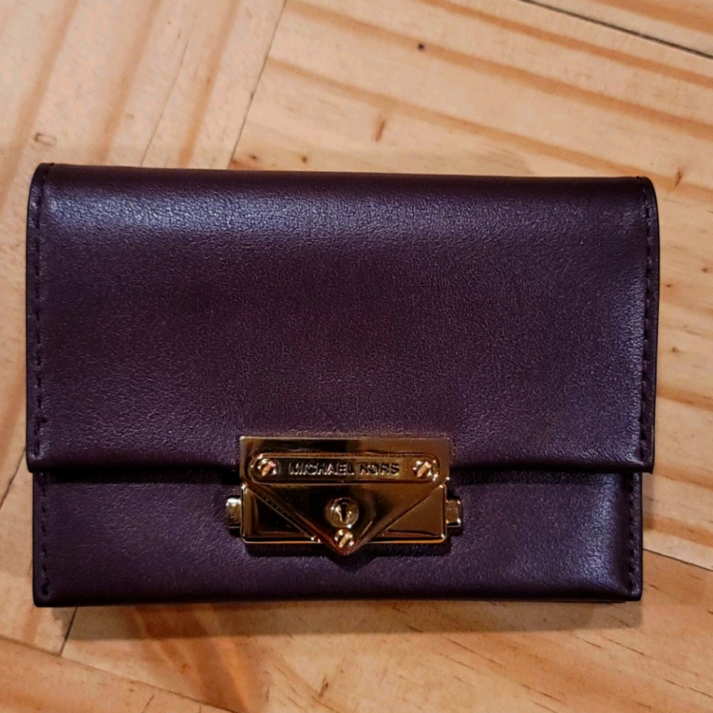 Michael kors burgundy and gold wallet authentic